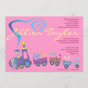 Invitation Bébé juif de train appelant la fille d'hébreu