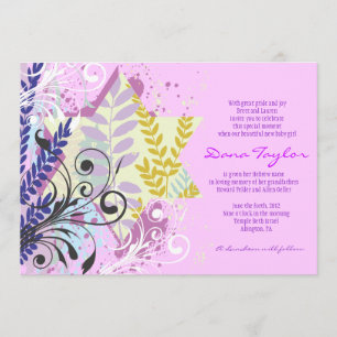 Invitation Bébé juif d'étoile abstraite appelant l'hébreu