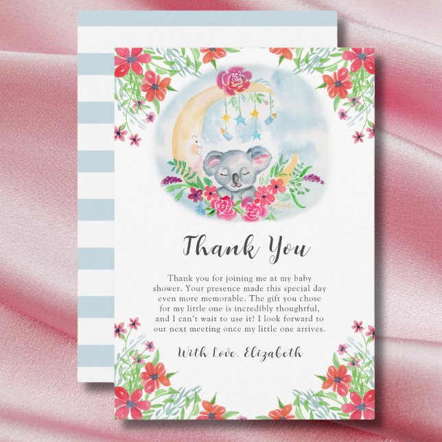 Invitation Bébé Koala Aquarelle Avec Lune (Créateur téléchargé)