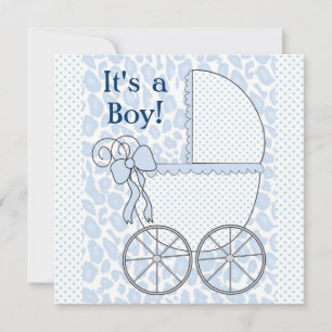 Invitation Bébé Leopard bleu Baby Transporteur Douche pour bé