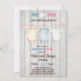 Invitation Bébé ligne de vêtements Genre Reveal invitation, i