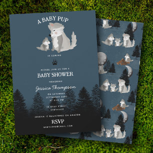 Invitation Bébé Loup Mignon et Maman Fête de Naissance en For