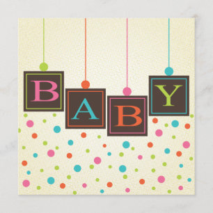 Invitation BÉBÉ lumineux Blocs de couleurs Baby shower neutre