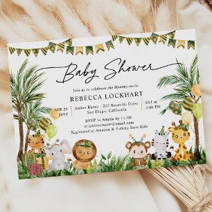 Invitation Bébé mignon Animaux Jungle Baby shower Safari