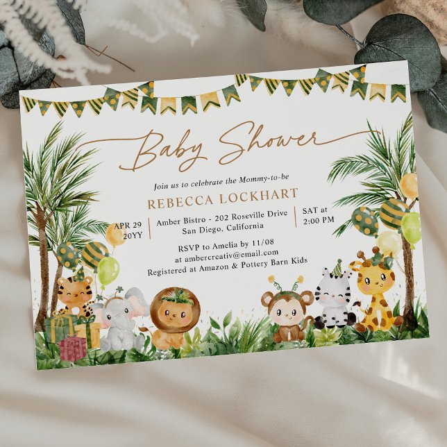 Invitation Bébé mignon Animaux Jungle Party Thème Bébé Brunch (Créateur téléchargé)