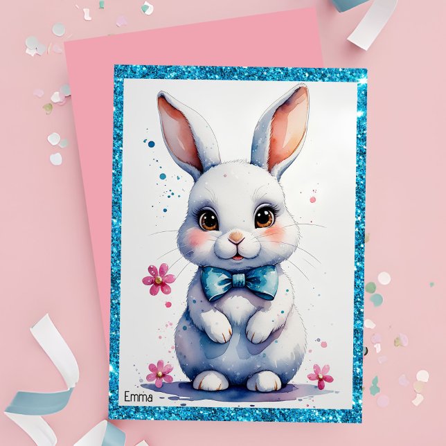 Invitation Bébé mignon avec arc rose anniversaire (Créateur téléchargé)