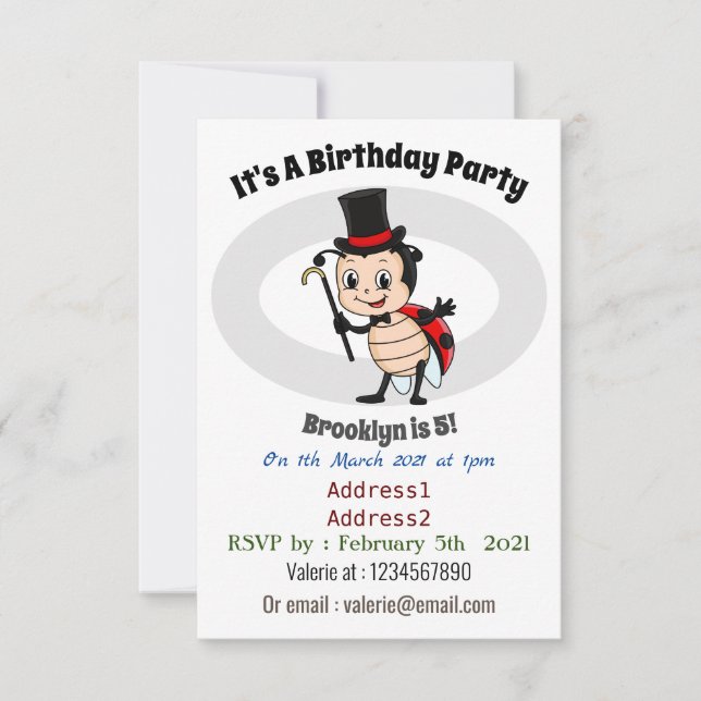 Invitation Bébé mignon avec chapeau et dessin animé de cravat (Devant)