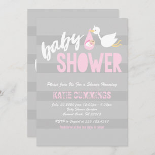 Invitation Bébé mignon avec un Baby shower de cigogne Invitat