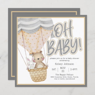 Invitation Bébé mignon Baby shower d'animaux de bois