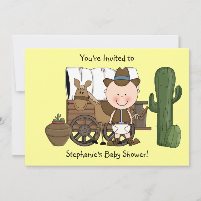 Invitation Bébé mignon Boy & Horse Pony Custom Western (Devant)
