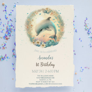 Invitation Bébé mignon Dauphin fête d'anniversaire