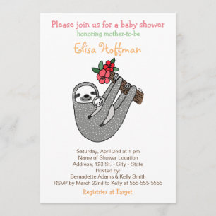 Invitation Bébé mignon de maman de paresse d'invitation de