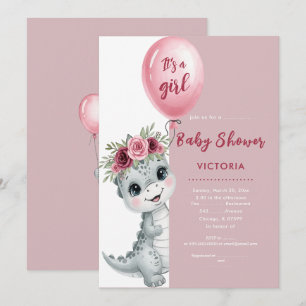 Invitation Bébé mignon Dino plat