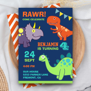 Invitation Bébé mignon Dinosaur Anniversaire de enfant Party