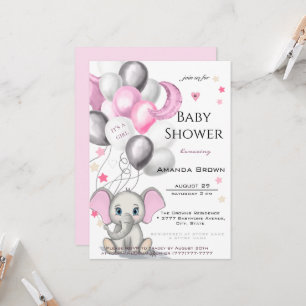 Invitation Bébé mignon éléphant avec ballons Baby shower fill