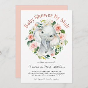 Invitation Bébé mignon Eléphant fille Baby shower par courrie