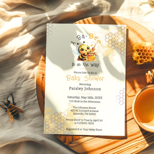 Invitation Bébé Mignon en Route Fête Prénatale Bébé Abeille (Créateur téléchargé)