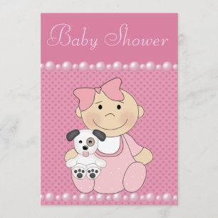 Invitation Bébé mignon et Baby shower rose