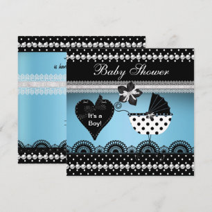 Invitation Bébé mignon Fête de Naissance Bébé Garçon Bleu Tac