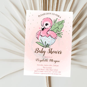 Invitation Bébé mignon Flamant Rose Étoiles Baby Shower 