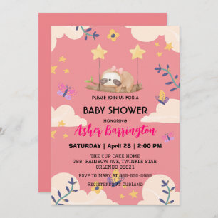 Invitation Bébé mignon fleur de papillon paresse baby shower