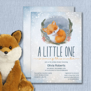 Invitation Bébé mignon Fox Baby shower hiver neige