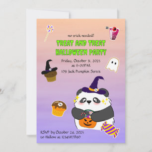 Invitation Bébé mignon Halloween Panda Trick ou traitement