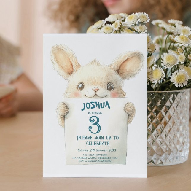 Invitation Bébé mignon lapin et Anniversaire de enfant des si (Créateur téléchargé)