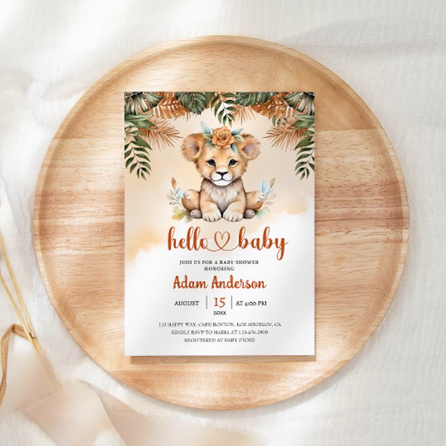 Invitation Bébé mignon Lion Safari Jungle Baby shower (Créateur téléchargé)