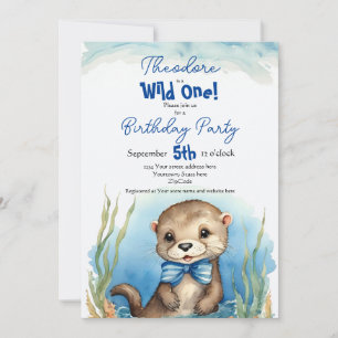 Invitation Bébé mignon Otter Wild Un garçon Anniversaire