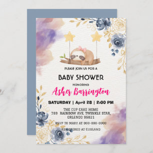 Invitation Bébé mignon paresse fleur coloré baby shower fête