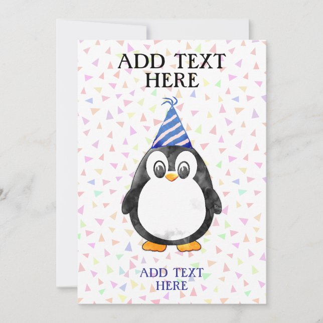 Invitation Bébé mignon Penguin Anniversaire (Devant)