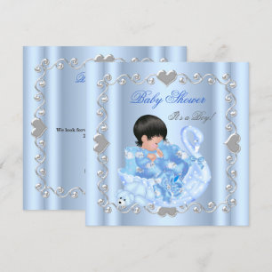 Invitation Bébé mignon shower garçon bébé bleu Cygne