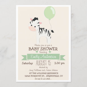 Invitation Bébé mignon Zèbre, Zoo Jungle Baby shower animal