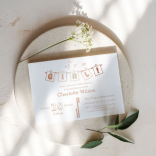 Invitation Bébé mignonne Douche fille Brown En vichy Notedry