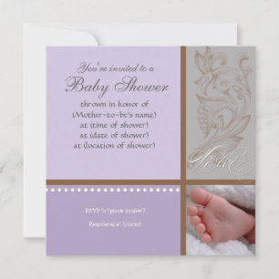 Invitation Bébé Modern Swirl n Dot - Baby Girl Shower Invitat