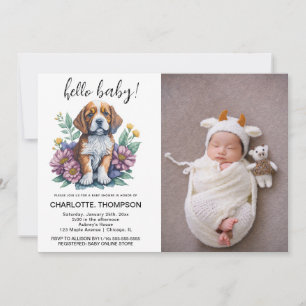 Invitation Bébé Moderne Chien en Terre Cuite Cadeau de Naissa