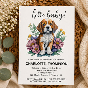 Invitation Bébé Moderne Chien en Terre Cuite Cadeau de Naissa