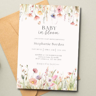 Invitation Bébé modifiable dans Bloom Baby shower Invitation,