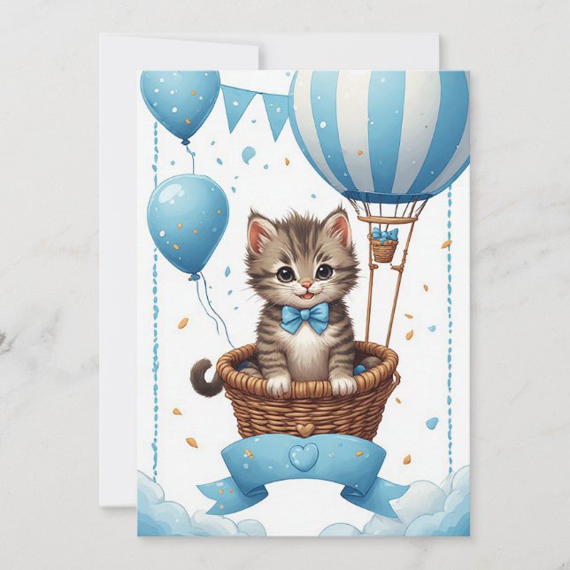 Invitation Bébé Montgolfière Chauve-Souris Shower Bébé 🐱 (Devant)