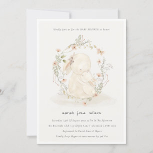 Invitation Bébé mou Mum Lapin Floral Baby shower de couronne