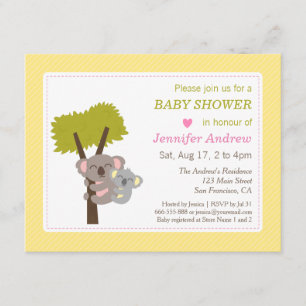 Invitation Bébé mou, ours Koala et Baby shower de maman