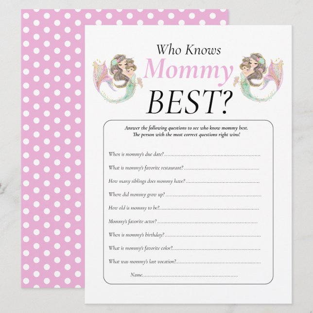 Invitation Bébé Naissance Maman Sirène Marron Bébé Sous L'Océ (Devant / Derrière)