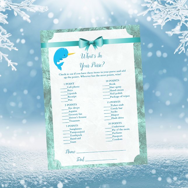 Invitation Bébé Narwhal ce qui est dans votre sac de Baby sho (Créateur téléchargé)