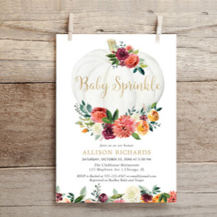 Invitation Bébé neutre de chute de citrouille de genre le