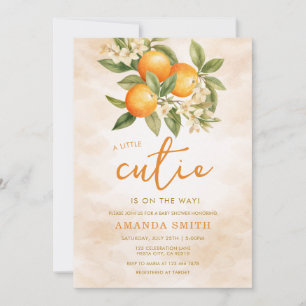 Invitation Bébé Orange Little Cutie En Route Baby Shower