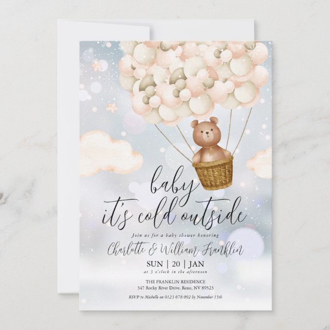 Invitation Bébé ours d'hiver Teddy Bear Shower de bébé (Devant)