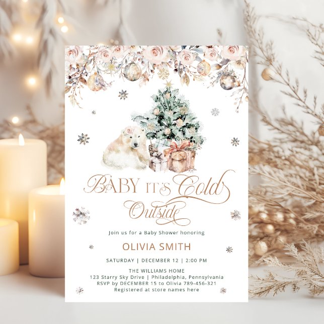 Invitation Bébé Ours Polaire il fait froid dehors Baby shower (Créateur téléchargé)