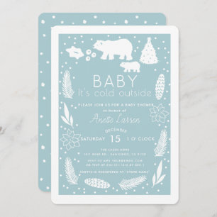 Invitation Bébé Ours Polaire Il fait froid dehors Baby shower