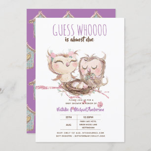Invitation Bébé OWL COUPLES Douche Devinez Qui Est Presque Dû